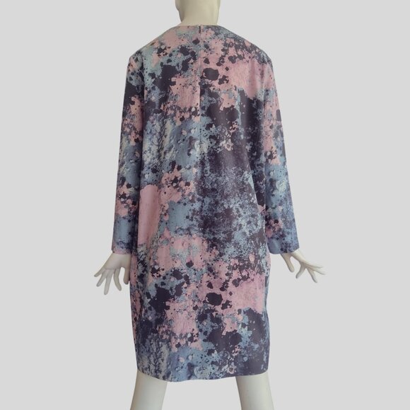 COS Bohemian Abstract Splatter Print Cupro Cotton Slouchy Sack Dress w Pockets 8 - Picture 2 of 10